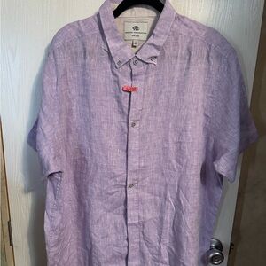 Bundle of 2-Report Collection Button Down Shirts Lavender & Blue. 100% Linen